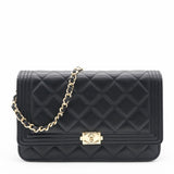 Lambskin Quilted Boy Wallet On Chain WOC Black