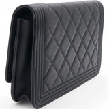 Lambskin Quilted Boy Wallet On Chain WOC Black