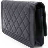 Lambskin Quilted Boy Wallet On Chain WOC Black