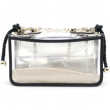 Lambskin PVC Sand By The Sea Flap With Pearl Strap Black