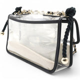 Lambskin PVC Sand By The Sea Flap With Pearl Strap Black