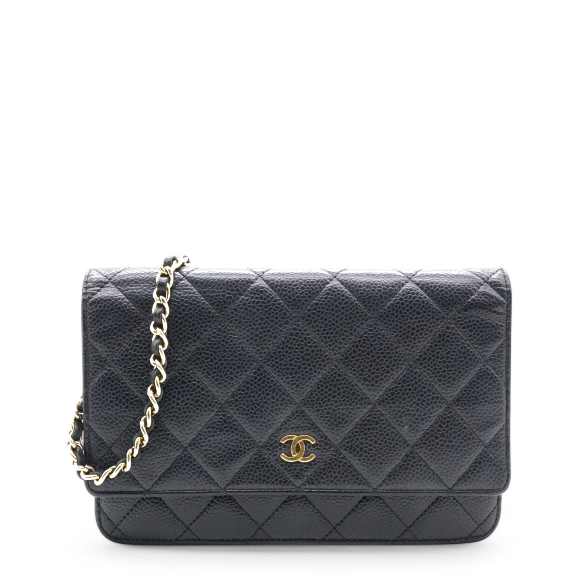 Caviar Quilted Wallet on Chain WOC Black