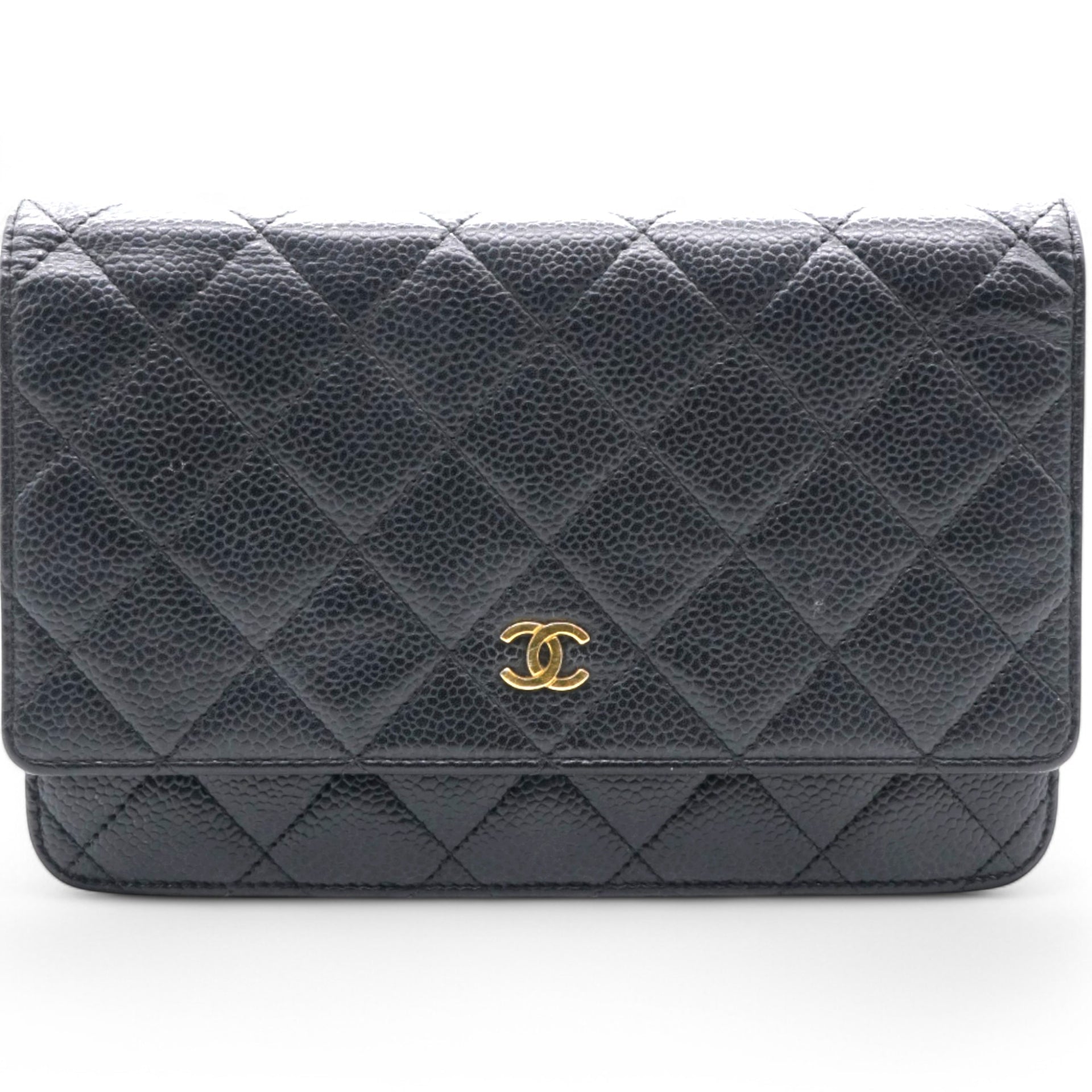 Caviar Quilted Wallet on Chain WOC Black