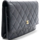 Caviar Quilted Wallet on Chain WOC Black