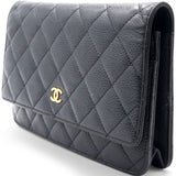 Caviar Quilted Wallet on Chain WOC Black