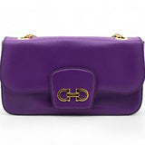 Purple Leather Gancini Flap Bag