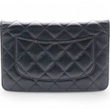 Caviar Quilted Wallet on Chain WOC Black