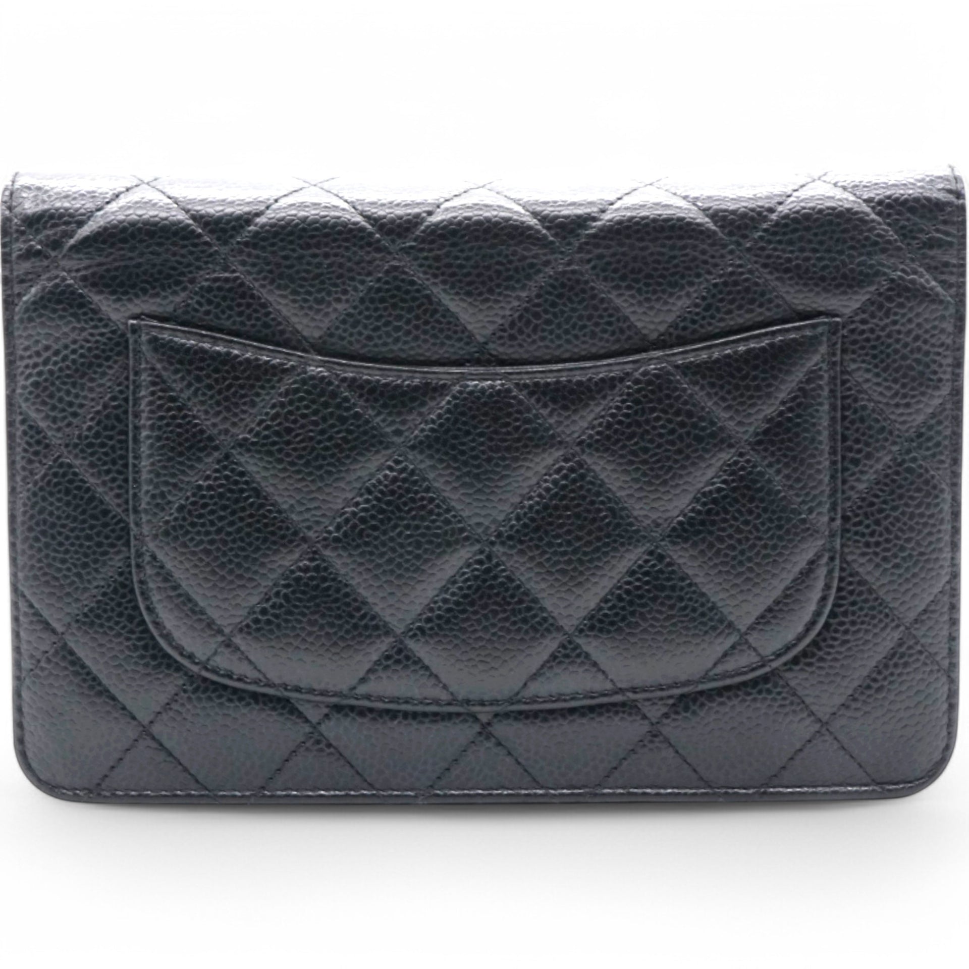 Caviar Quilted Wallet on Chain WOC Black