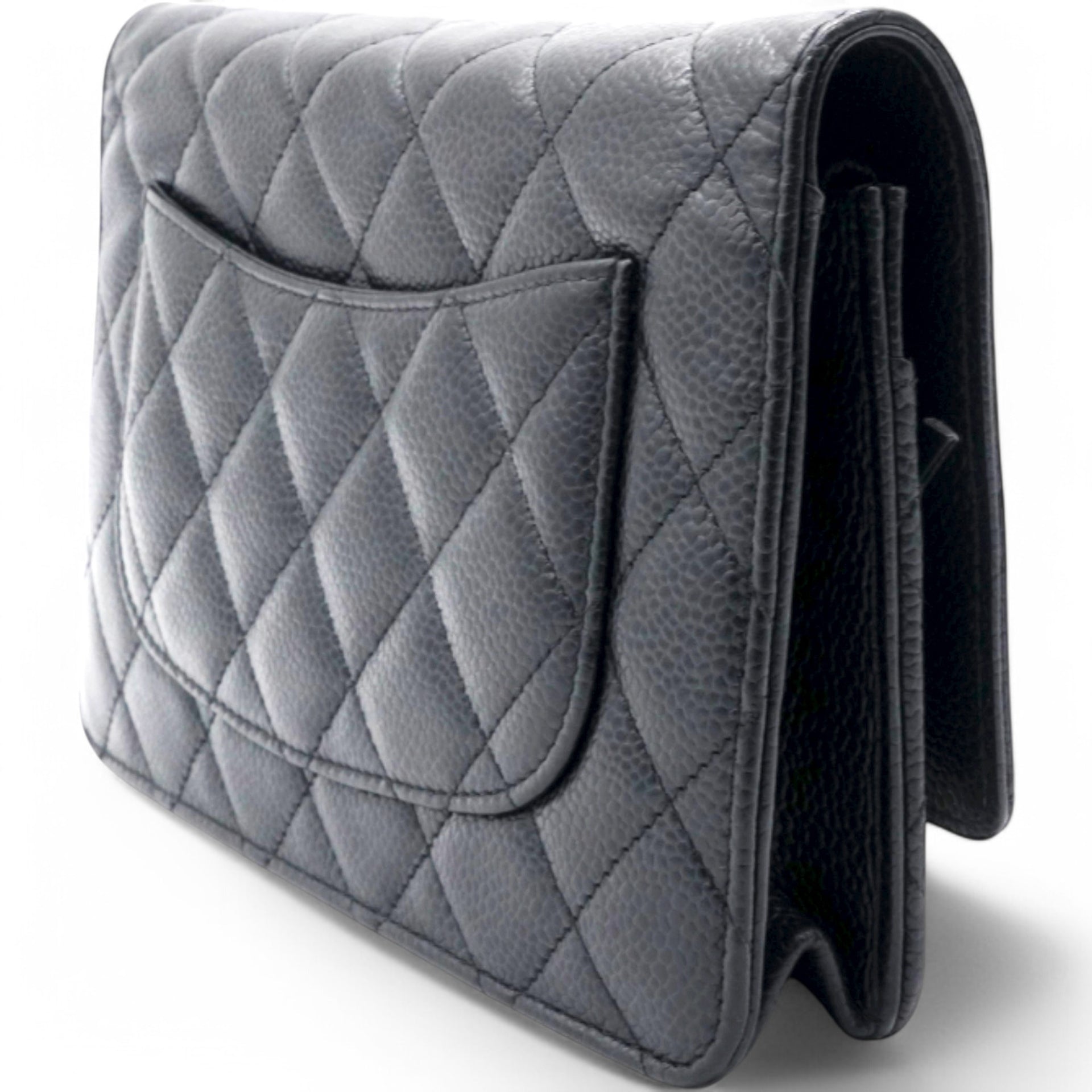 Caviar Quilted Wallet on Chain WOC Black