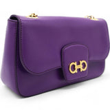 Purple Leather Gancini Flap Bag