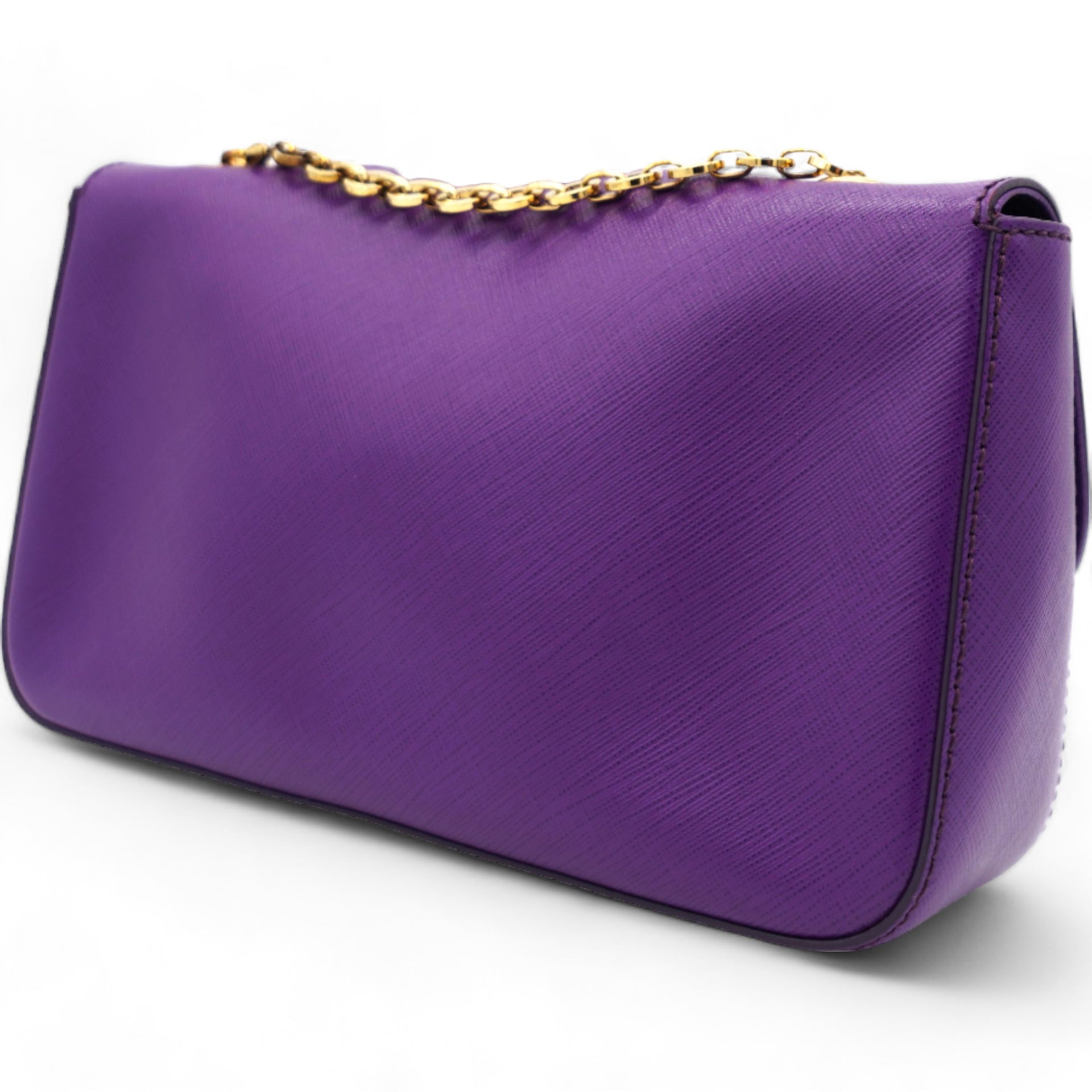 Purple Leather Gancini Flap Bag