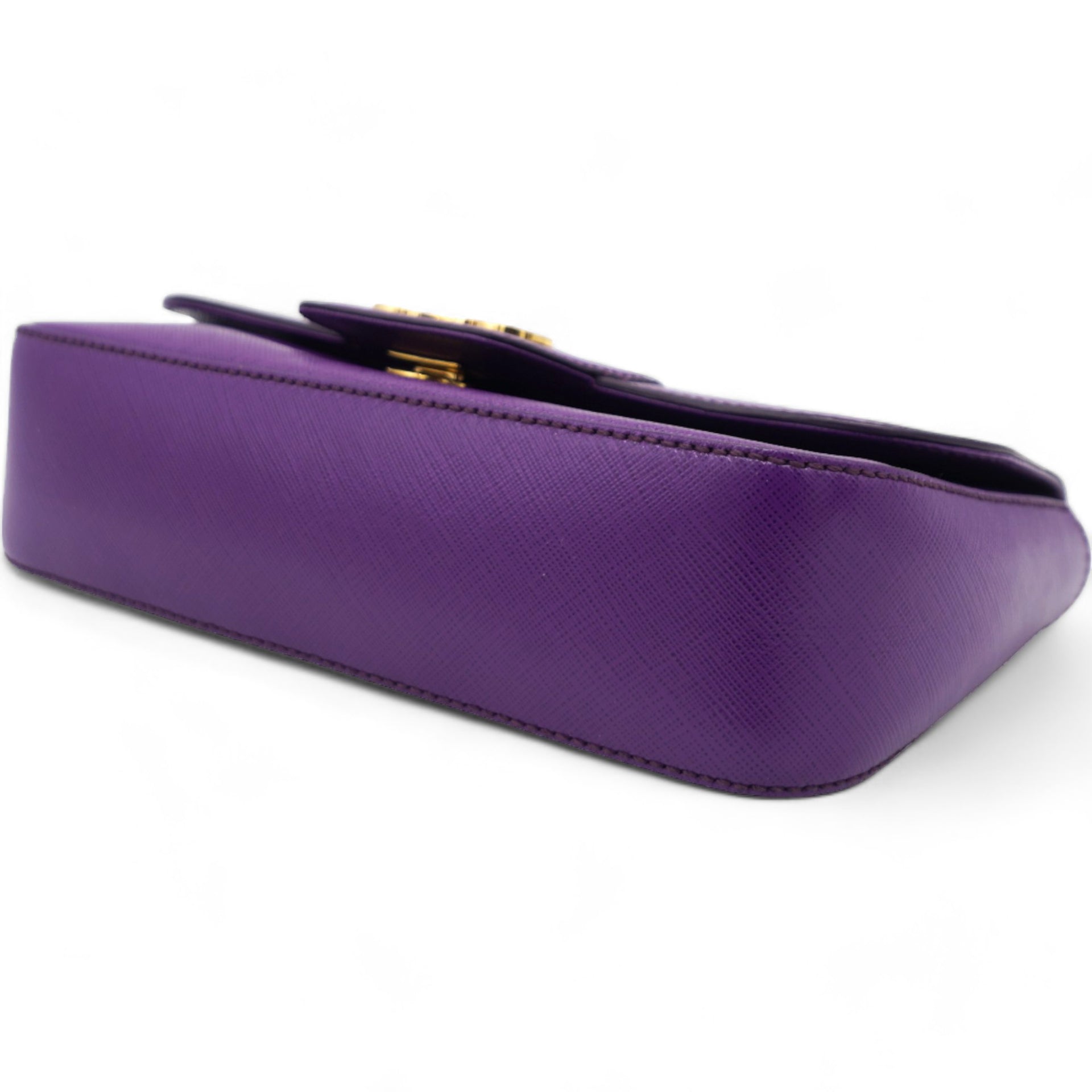 Purple Leather Gancini Flap Bag