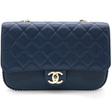 Matelasse Coco Mark Chain Caviar Shoulder Bag Navy