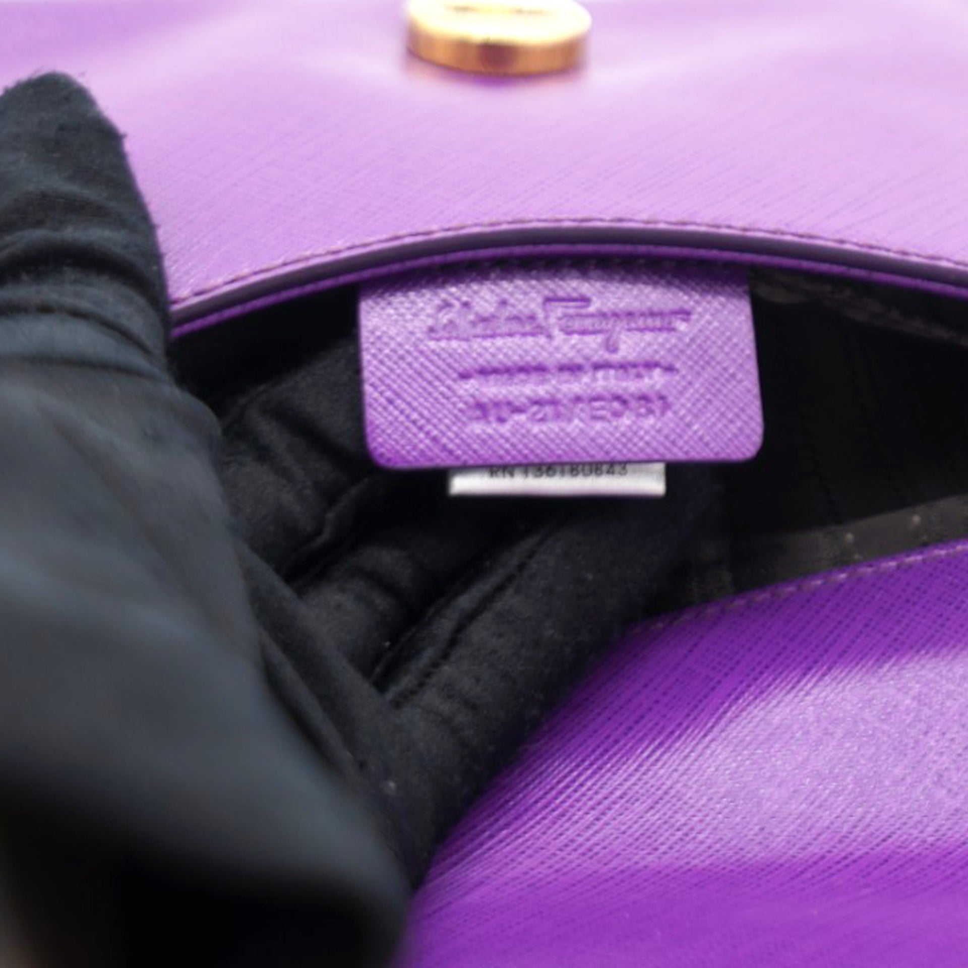 Purple Leather Gancini Flap Bag