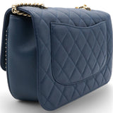 Matelasse Coco Mark Chain Caviar Shoulder Bag Navy