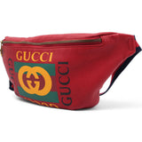 Grained Calfskin Logo Belt Bag Hibiscus Red