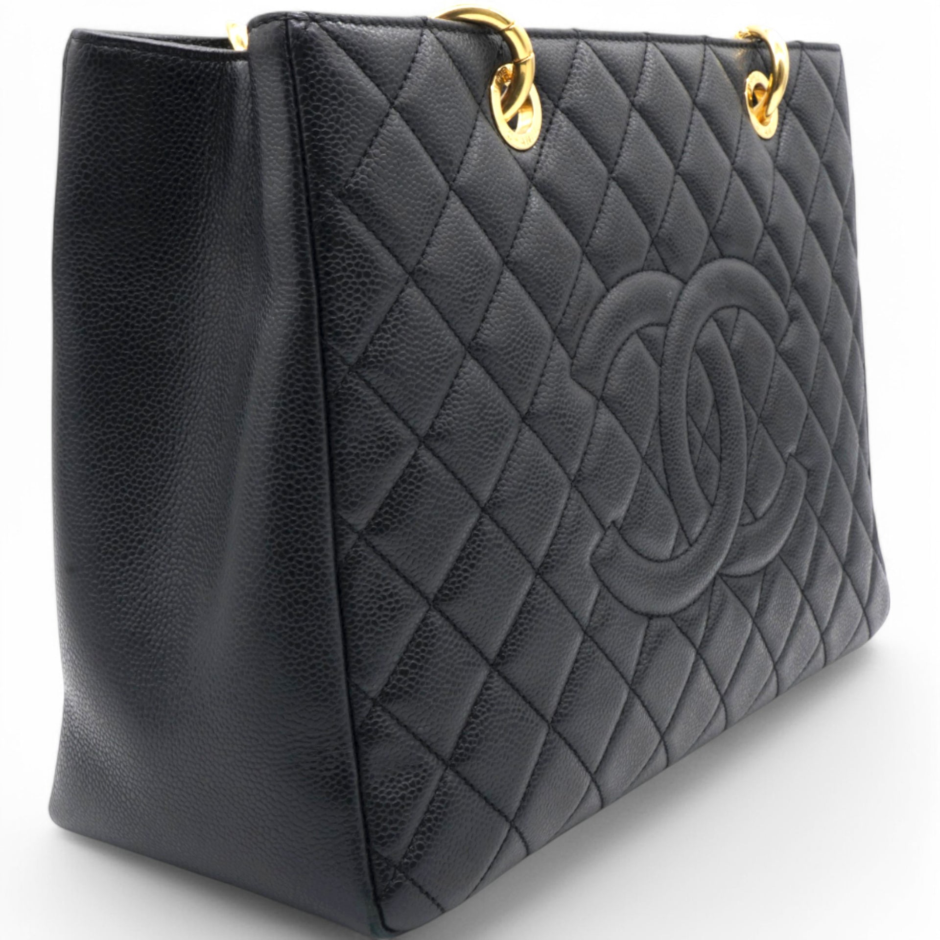 Caviar Quilted Grand Shopping Tote GST Black