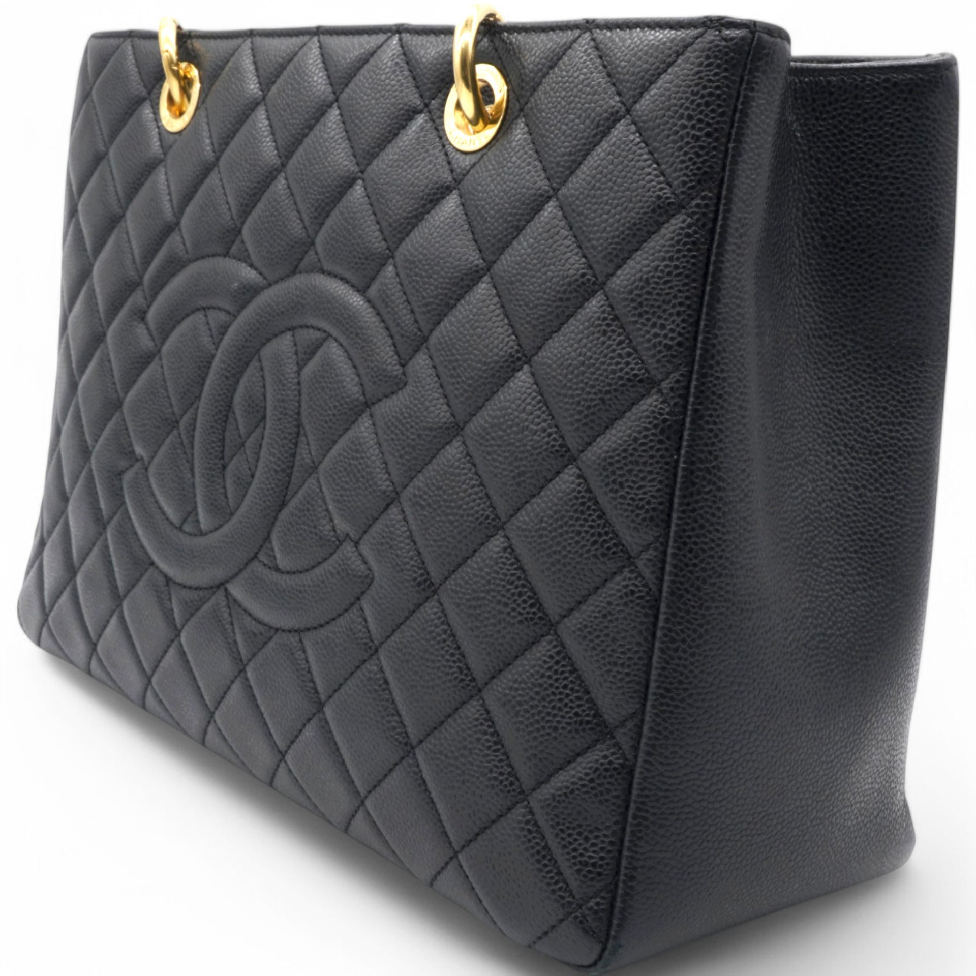 Caviar Quilted Grand Shopping Tote GST Black