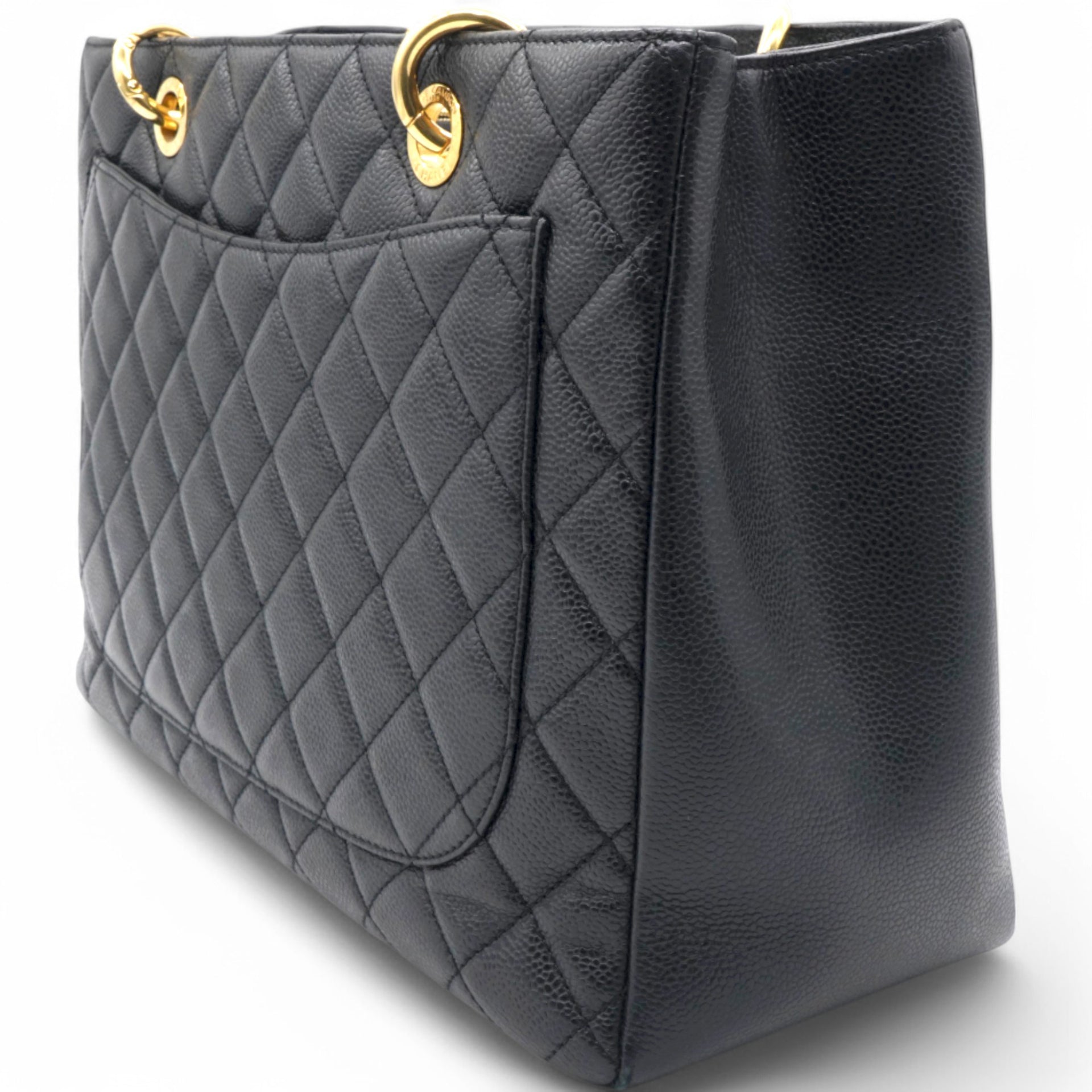 Caviar Quilted Grand Shopping Tote GST Black