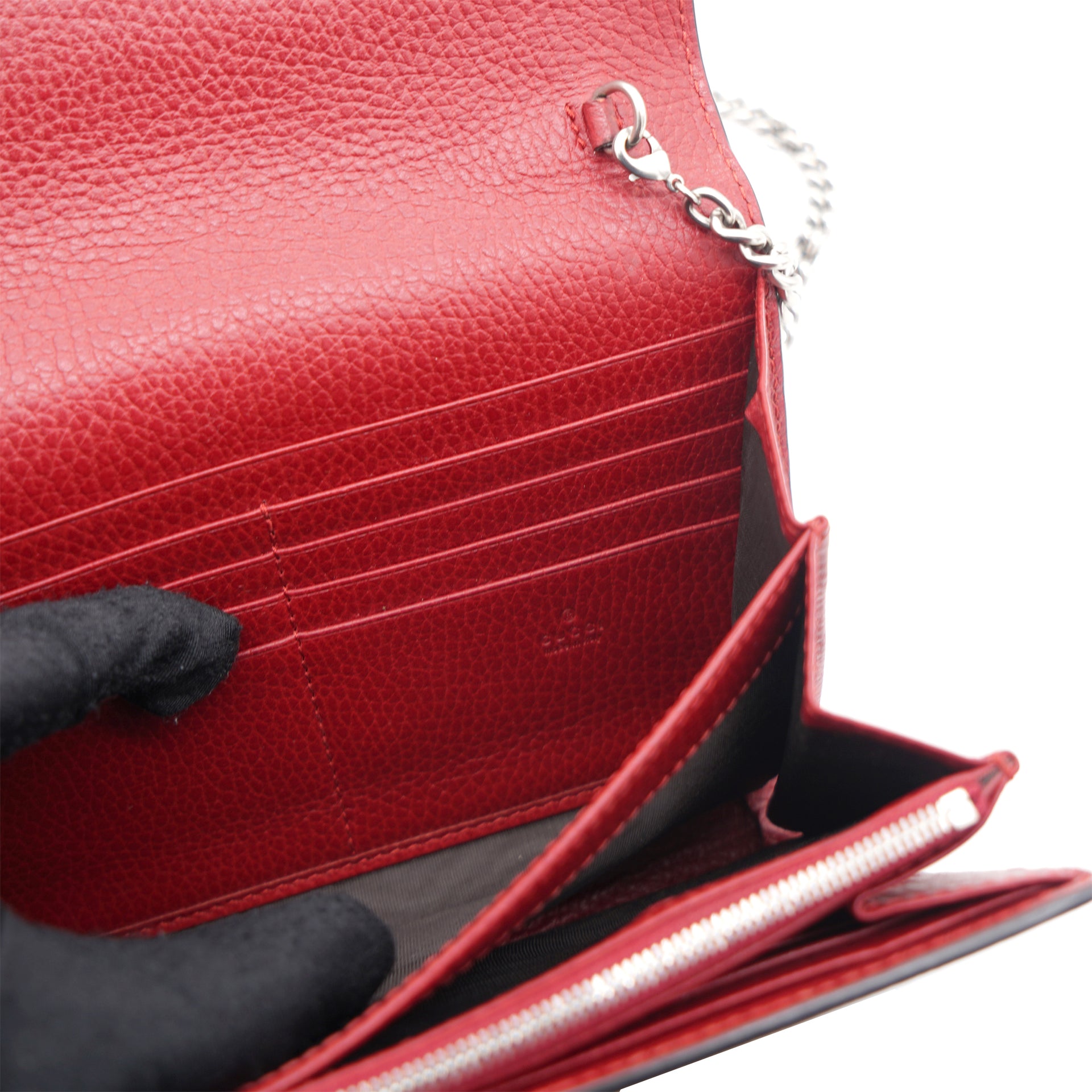 Red Leather Dionysus Wallet On Chain