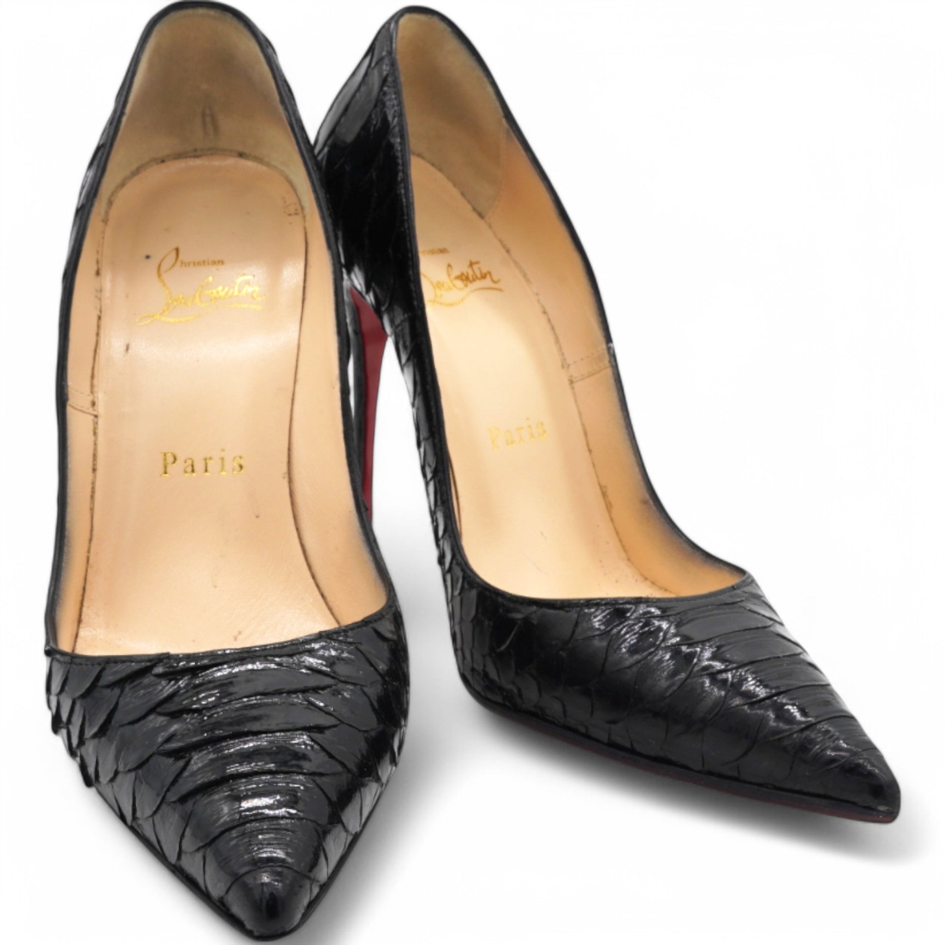 Crocodile Embossed Pigalle Follies 120 Pumps Black Size36