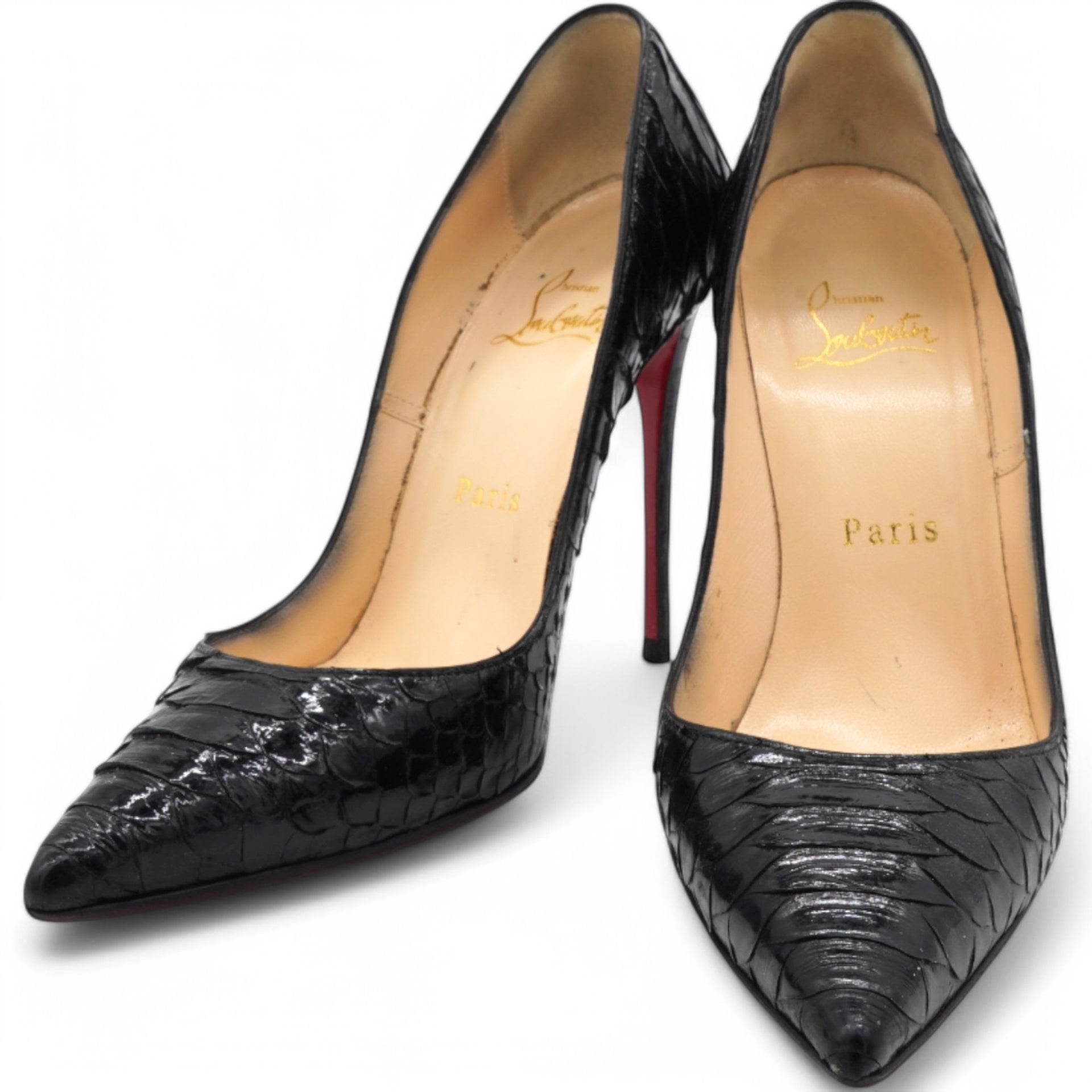 Crocodile Embossed Pigalle Follies 120 Pumps Black Size36