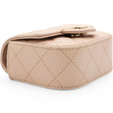 Caviar Quilted Micro Clutch With Chain Light Beige