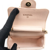 Caviar Quilted Micro Clutch With Chain Light Beige