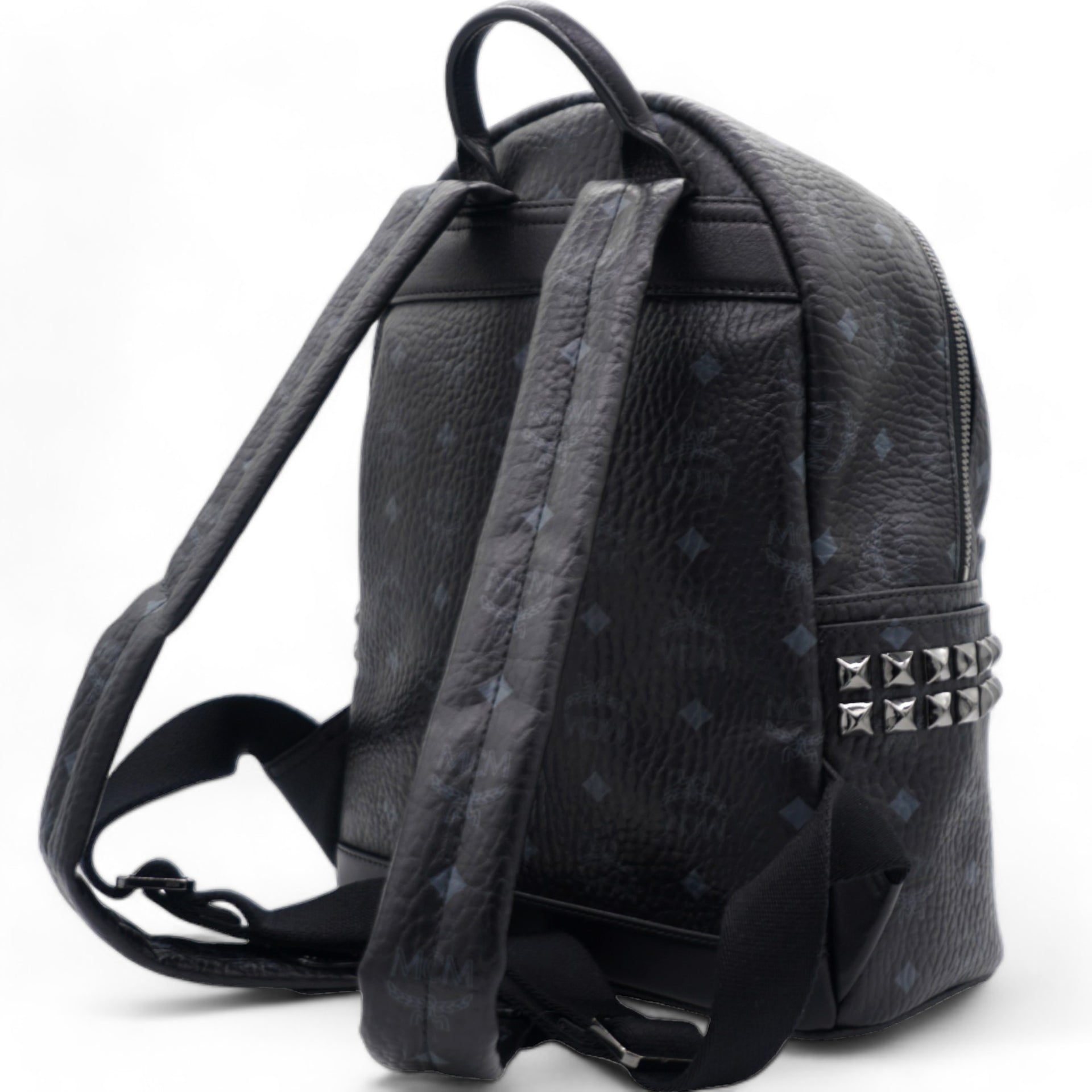 Mcm white studded backpack best sale