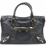 Agneau Classic Gold Hardware Small City Black