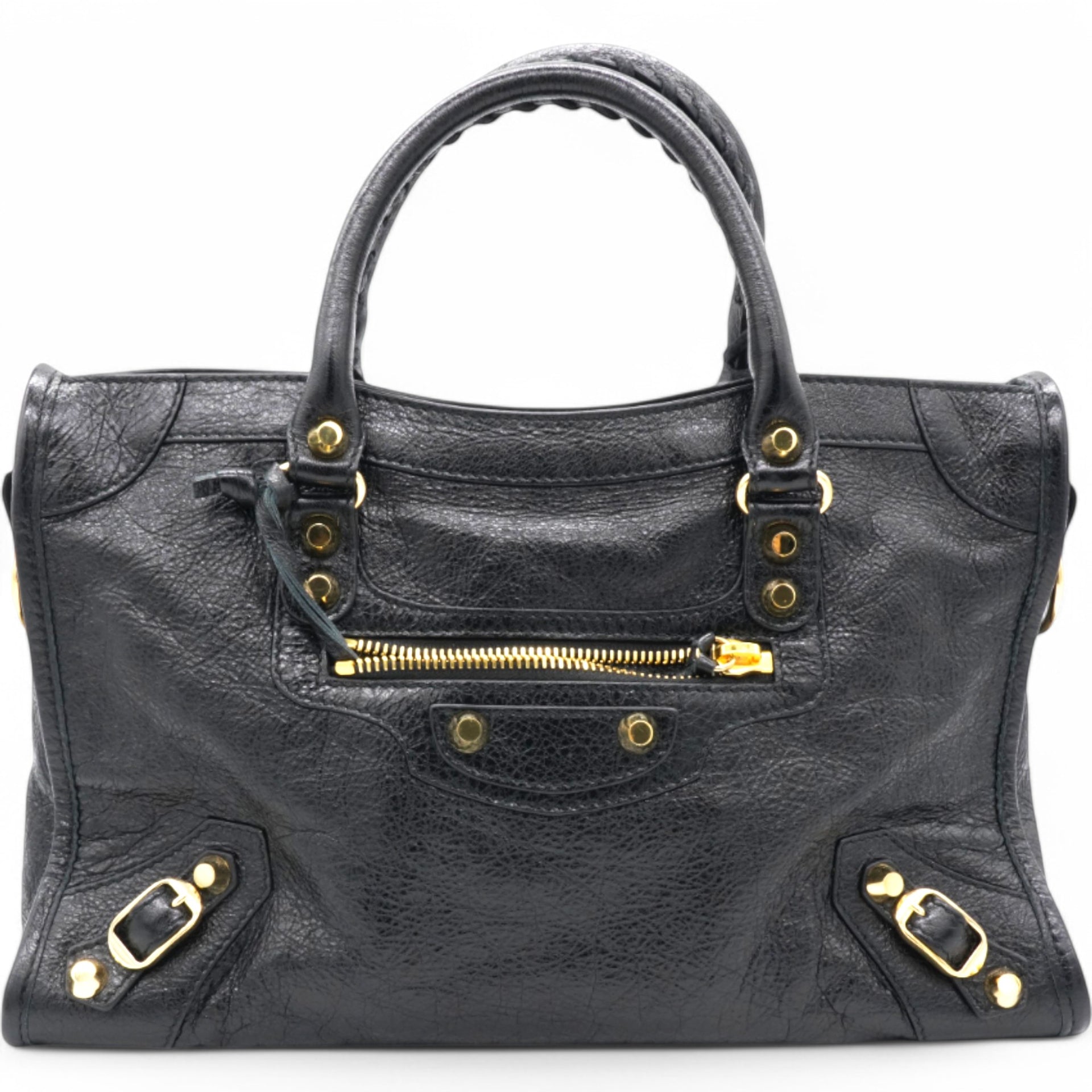 Agneau Classic Gold Hardware Small City Black