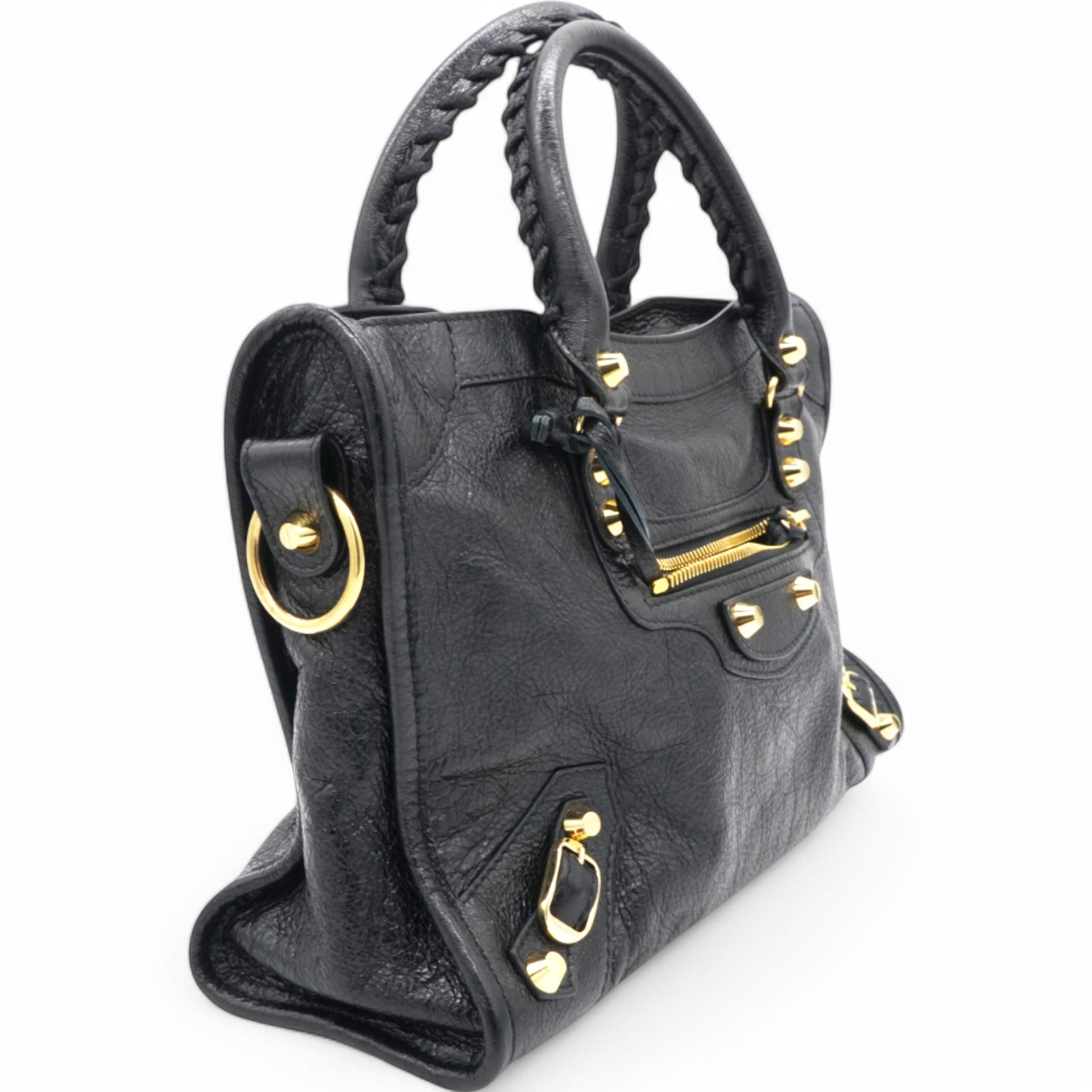 Agneau Classic Gold Hardware Small City Black