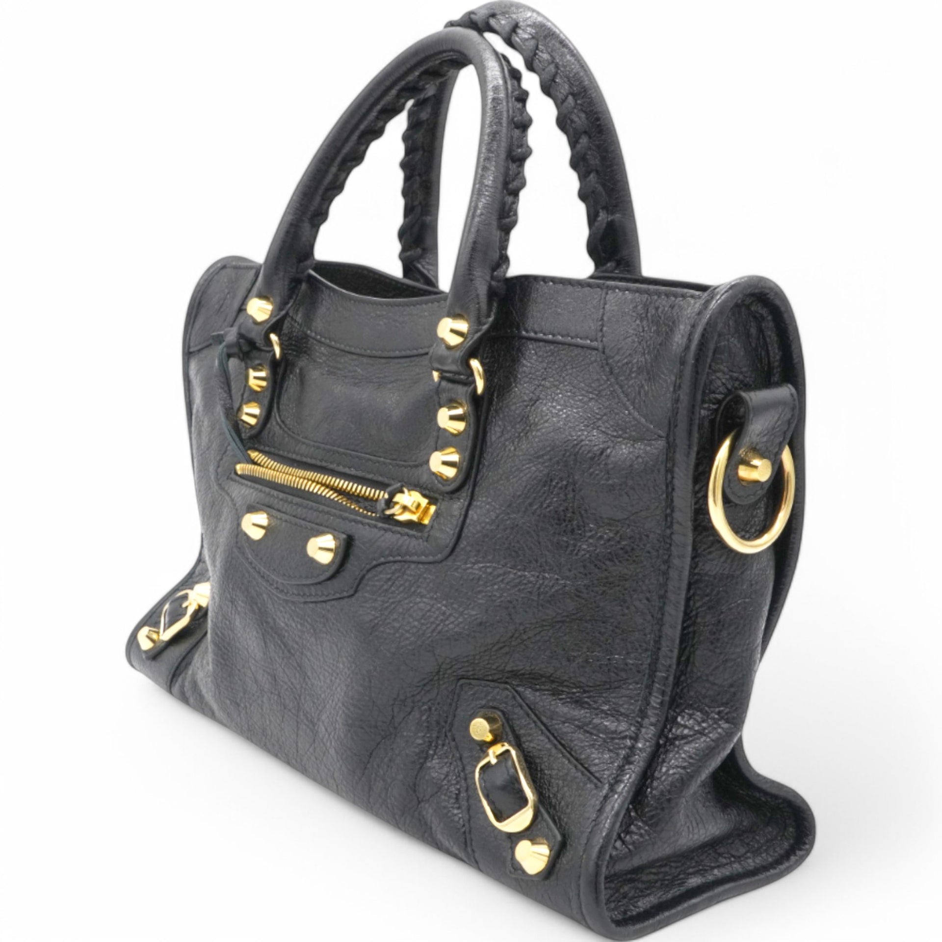 Agneau Classic Gold Hardware Small City Black