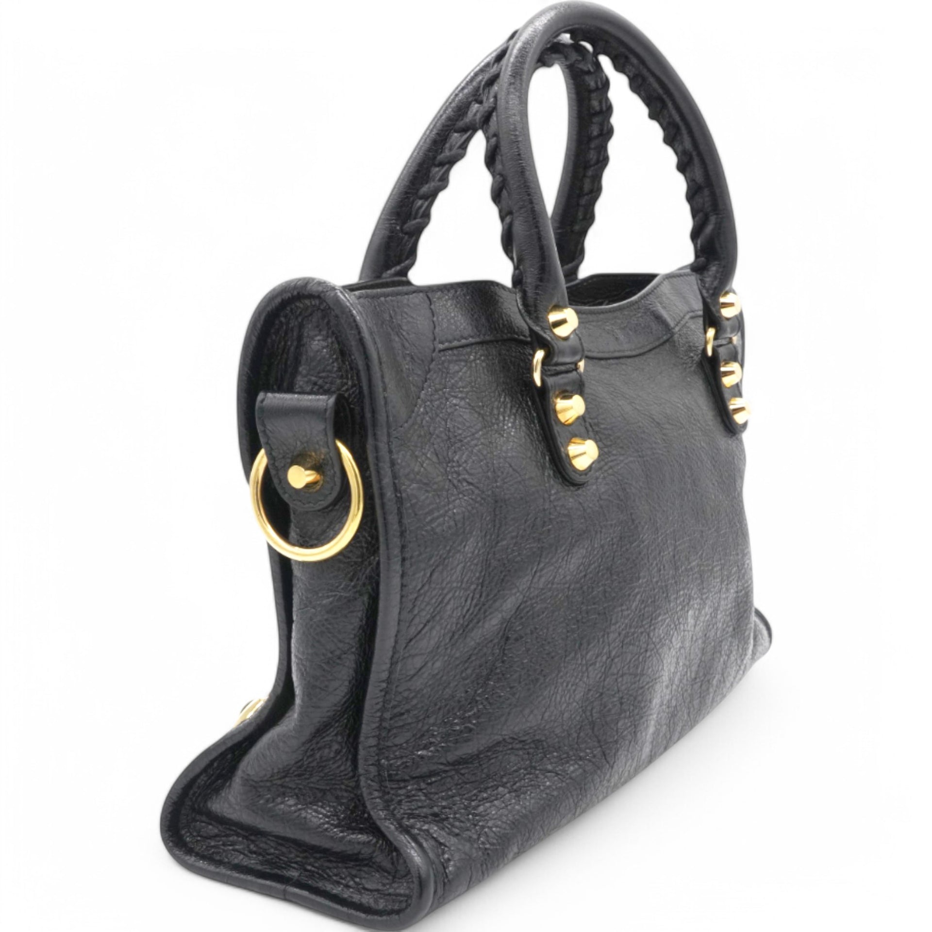 Agneau Classic Gold Hardware Small City Black