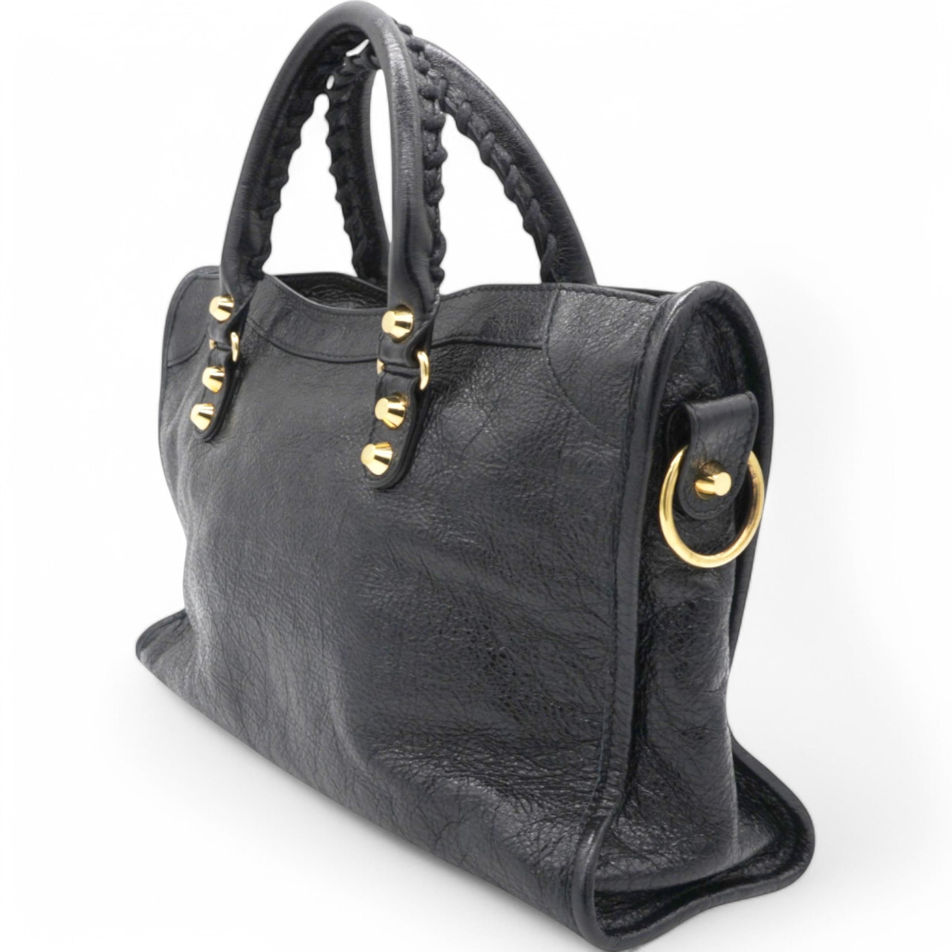 Agneau Classic Gold Hardware Small City Black