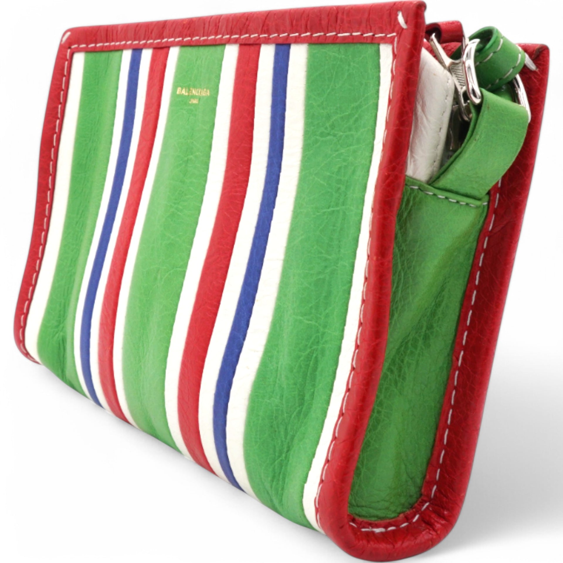 Veau Arena Multicolore Bazar Strap Clutch Green Blue Red White