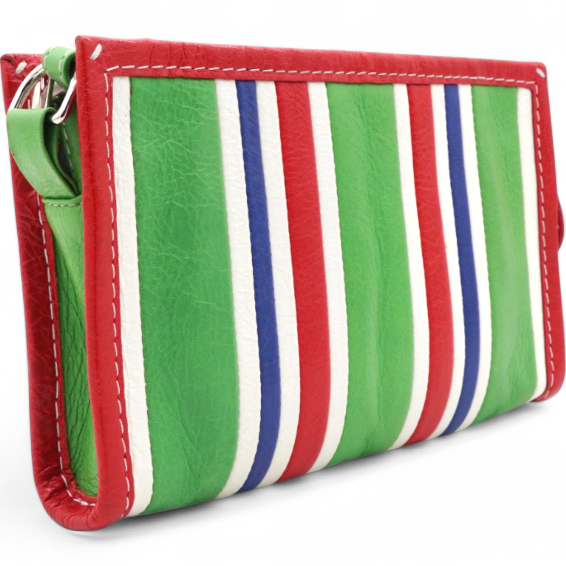 Veau Arena Multicolore Bazar Strap Clutch Green Blue Red White