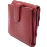 Lambskin Camellia Embossed Medium Wallet Red