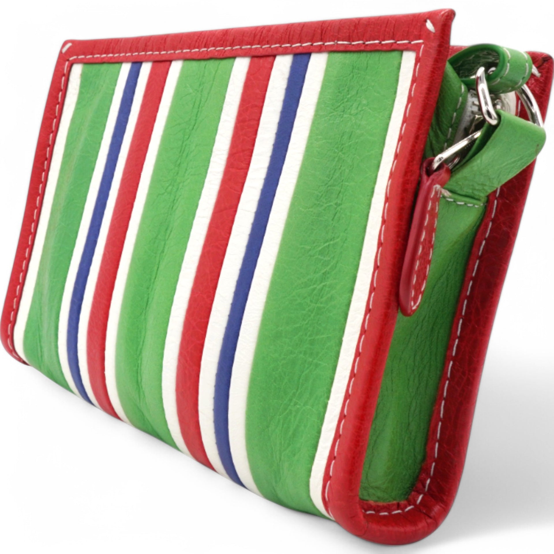 Veau Arena Multicolore Bazar Strap Clutch Green Blue Red White