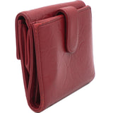 Lambskin Camellia Embossed Medium Wallet Red