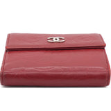 Lambskin Camellia Embossed Medium Wallet Red