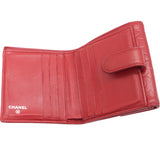 Lambskin Camellia Embossed Medium Wallet Red