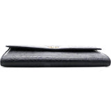 Caviar Camellia Embossed Flap Wallet Black