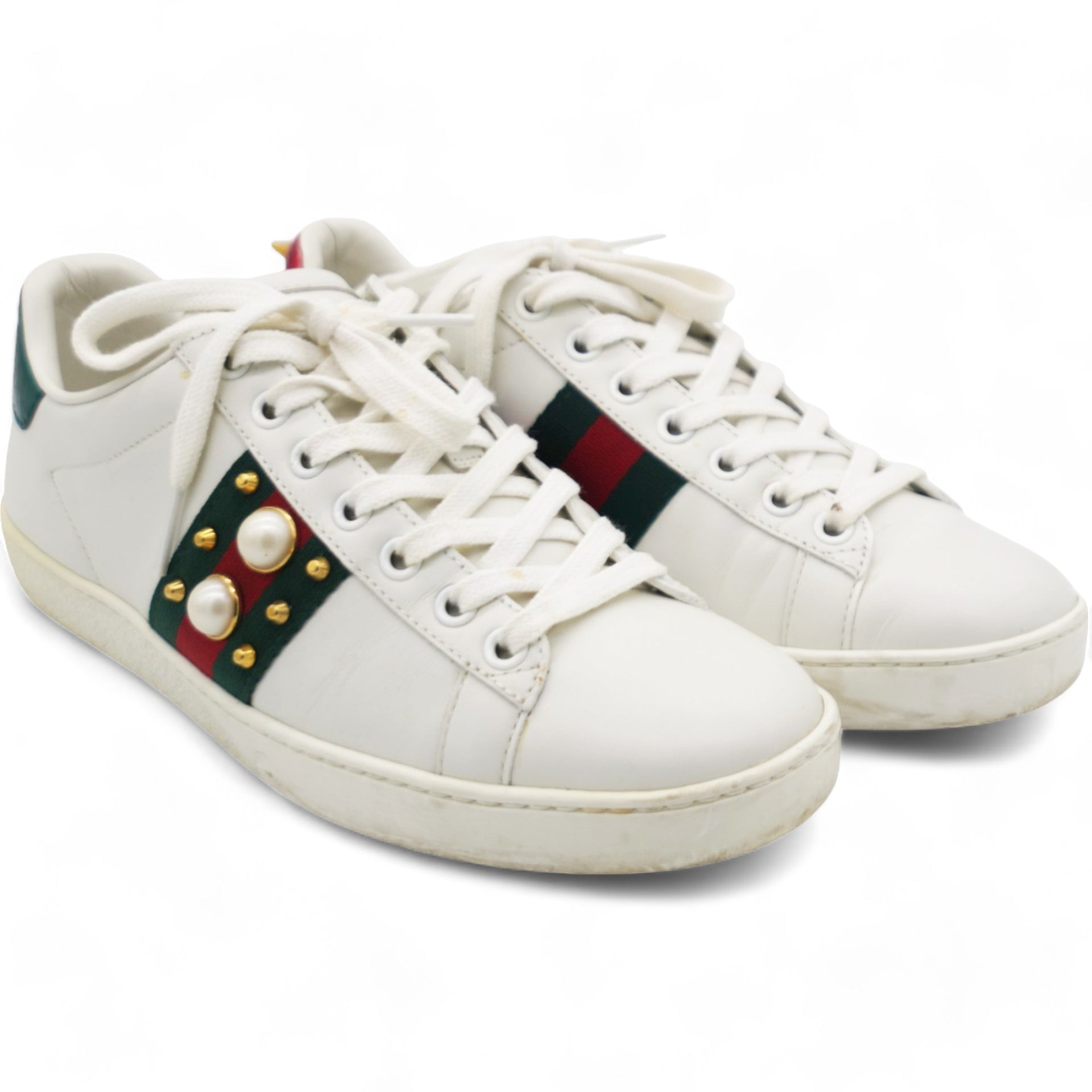 Ace Studded White / Red / Green Leather 36