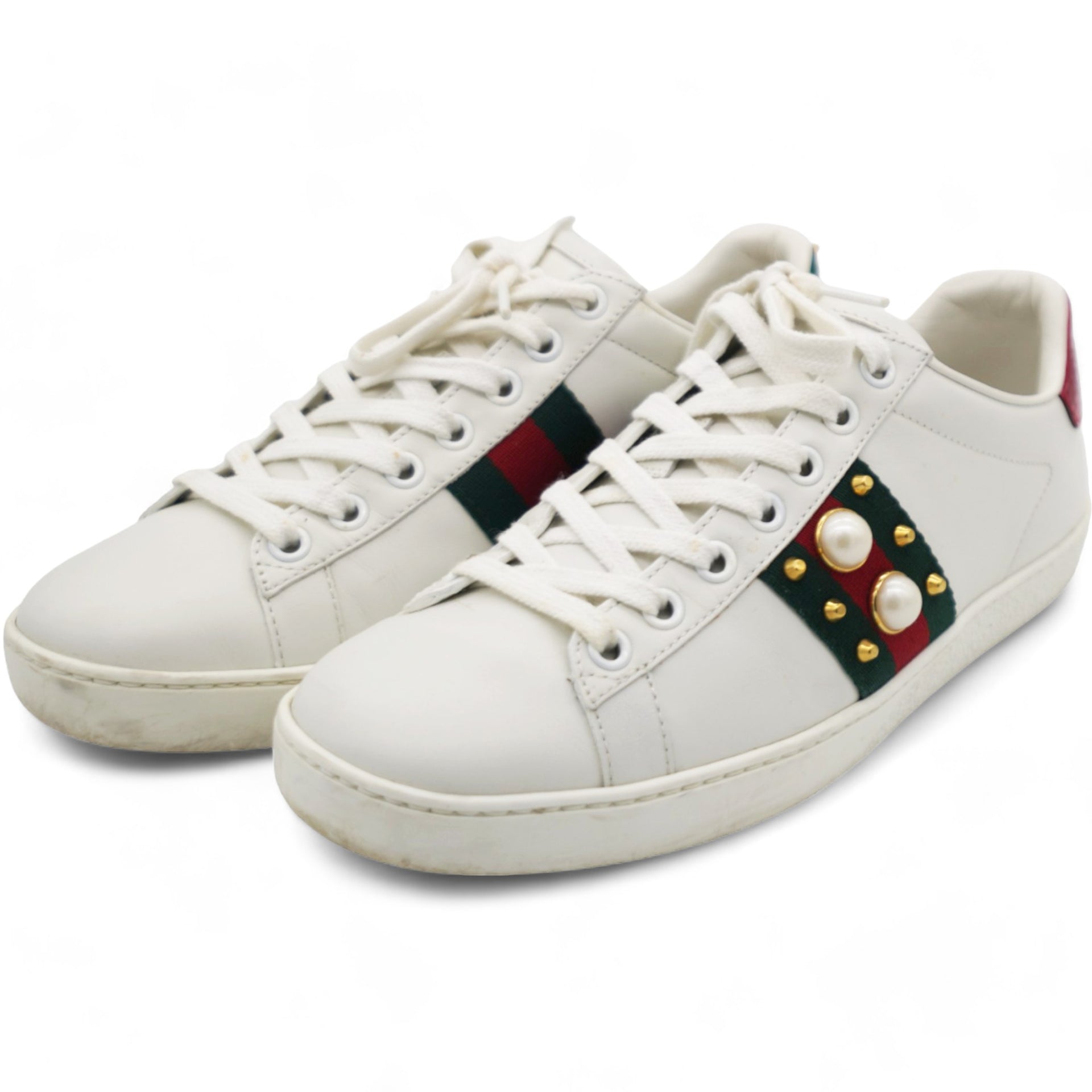 Ace Studded White / Red / Green Leather 36