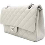 Grey Quilted Caviar Leather Medium Classic Double Flap Bag