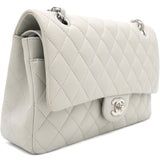 Grey Quilted Caviar Leather Medium Classic Double Flap Bag