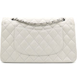 Grey Quilted Caviar Leather Medium Classic Double Flap Bag