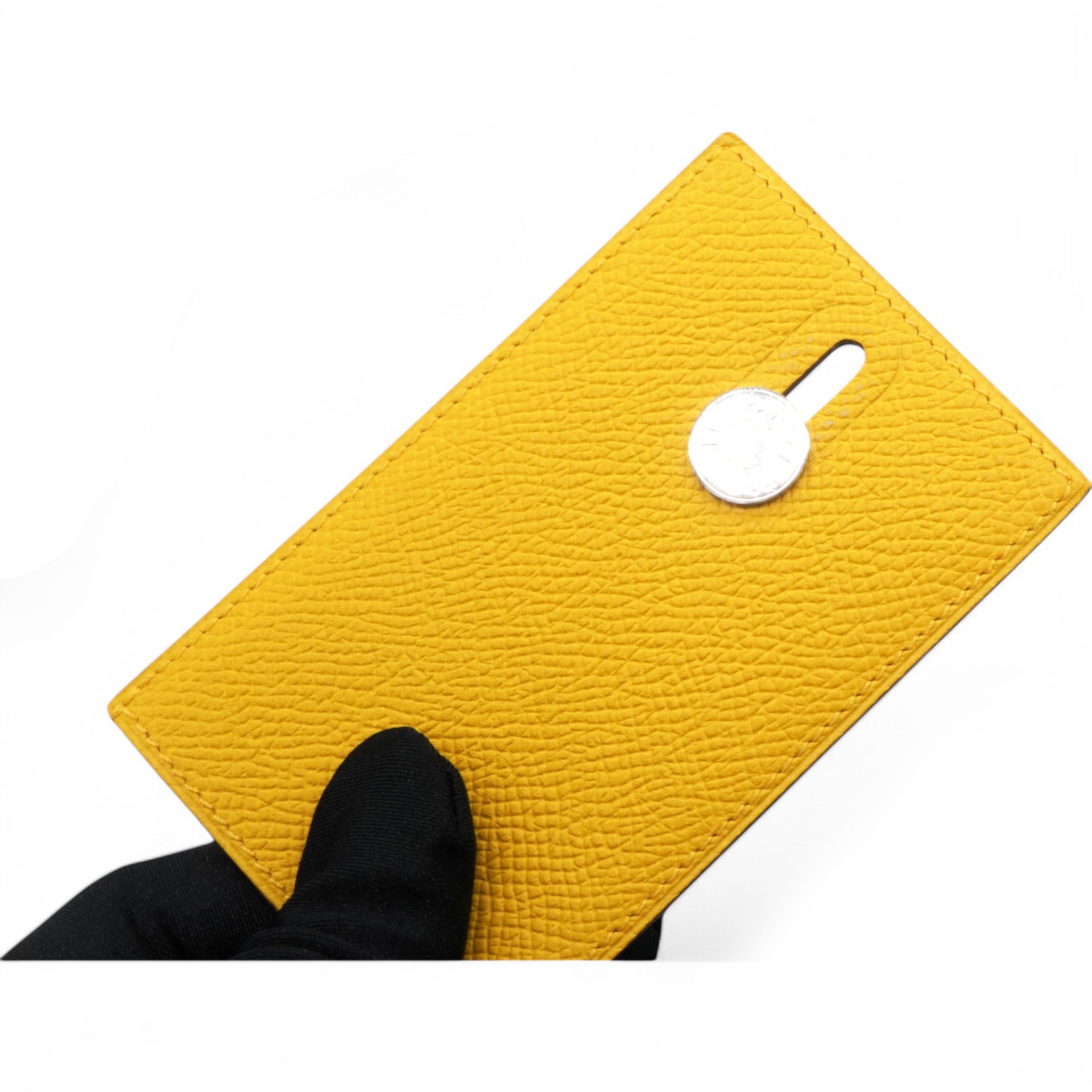 Lime Yellow Leather Card Holder