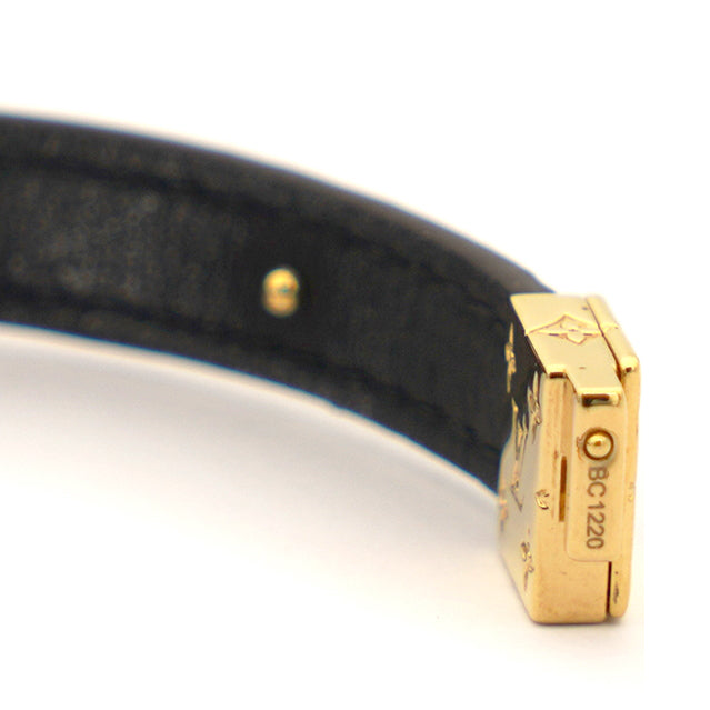Louis Vuitton Monogram/Noir Black Circle Logo Reversible Studded Bracelet